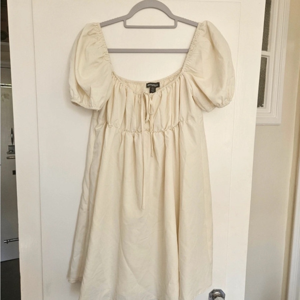 PrettyLittleThing Cream Puff Sleeve Dress